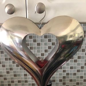 Silver heart battery candle holder